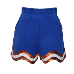 Queen Of Sparkles Royal, Orange/White Wavy Short