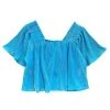 Shop Queen Of Sparkles Aqua Pleat Flutter Top Gameday