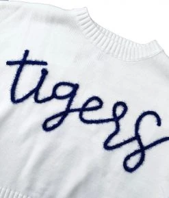 Queen Of Sparkles Gameday Navy “Tigers” Feather Sleeve Sweater 5 Queen Of Sparkles Gameday Navy “Tigers” Feather Sleeve Sweater
