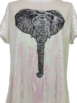 Queen Of Sparkles White Full Sequin Elephant Dress