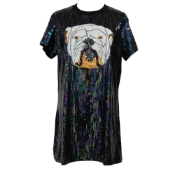 Queen Of Sparkles Black Full Sequin Bulldog Dress