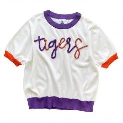 Shop Queen Of Sparkles Purple/Orange Tigers Sweater Gameday