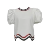 Queen Of Sparkles Gameday White, Red/Black Wavy Top