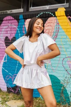 Queen Of Sparkles White Iridescent Flutter Top