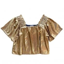 Shop Queen Of Sparkles Black Gold Flutter Top