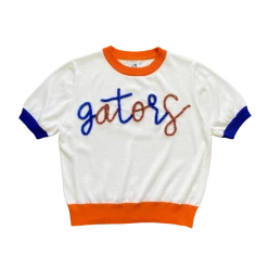 Shop Queen Of Sparkles Gameday "Gators" White Glitter Script Sweater