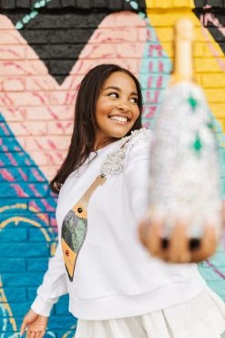 Queen Of Sparkles Bridal Queen White Popping Champagne Sweatshirt