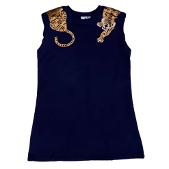Queen Of Sparkles Navy Shoulder Pad Tiger Dress Gameday