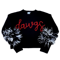 Queen Of Sparkles "Dawgs" Feather Sleeve Sweater