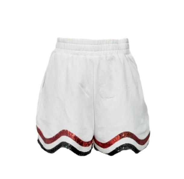 Queen Of Sparkles White, Red/Black Wavy Short Gameday 3 Queen Of Sparkles White, Red/Black Wavy Short Gameday