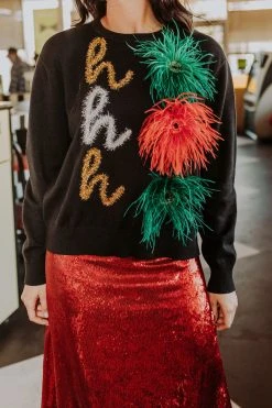 Queen Of Sparkles Ho Ho Ho Feather Sweater