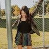 Queen Of Sparkles Black Sequin Rhinestone Stripe Swing Shorts
