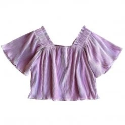 Shop Queen Of Sparkles Lavender Pleat Flutter Top Gameday