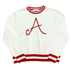 Queen Of Sparkles Gameday Glitter Script "A" LS Sweater