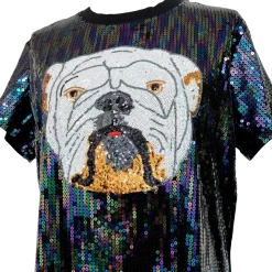 Queen Of Sparkles Black Full Sequin Bulldog Dress