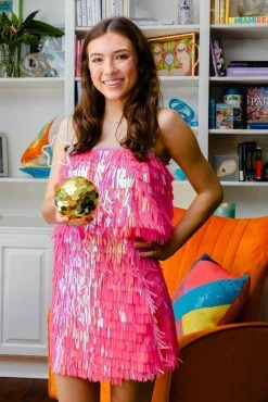 Queen Of Sparkles Hot Pink Rectangle Sequin Tank Summer 2022