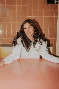 Queen Of Sparkles Rainbow Bead Collar Sweatshirt