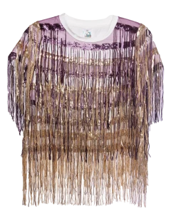 Shop Queen Of Sparkles Gameday Full Sequin Fringe Purple & Gold Tee