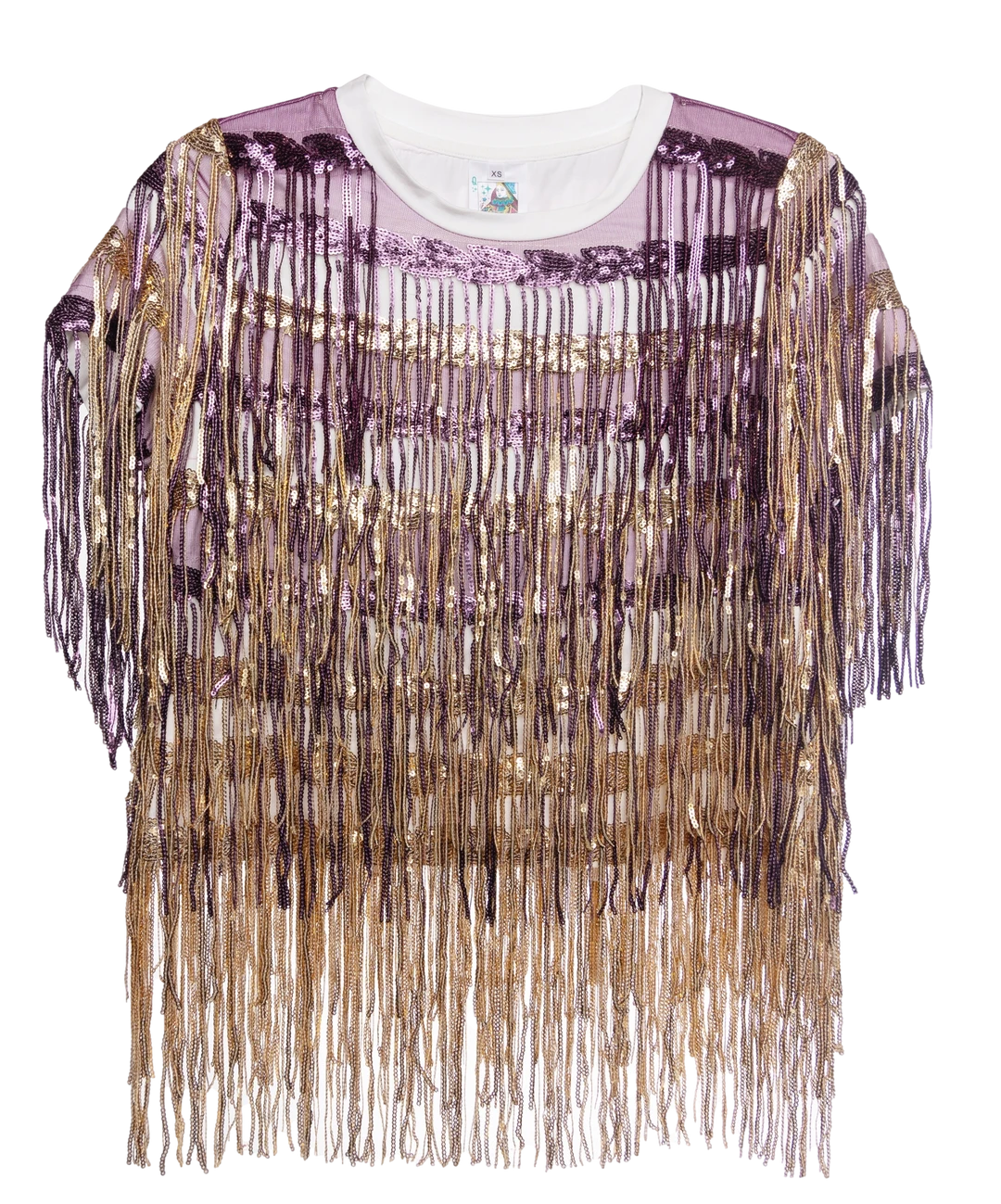 Shop Queen Of Sparkles Gameday Full Sequin Fringe Purple & Gold Tee 3 Shop Queen Of Sparkles Gameday Full Sequin Fringe Purple & Gold Tee