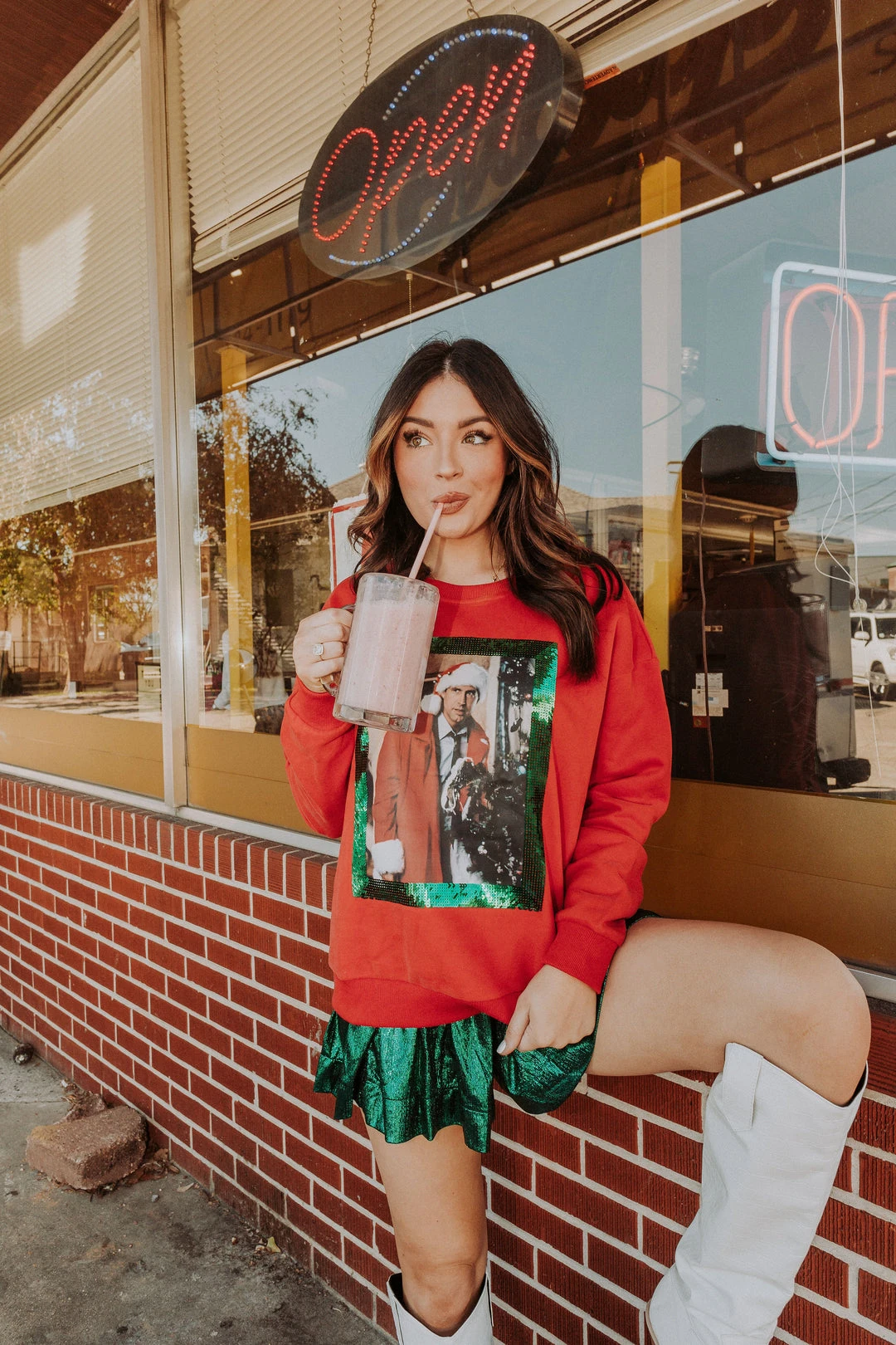 French For I Love Clark Christmas Sequin Frame Sweatshirt 3 French For I Love Clark Christmas Sequin Frame Sweatshirt