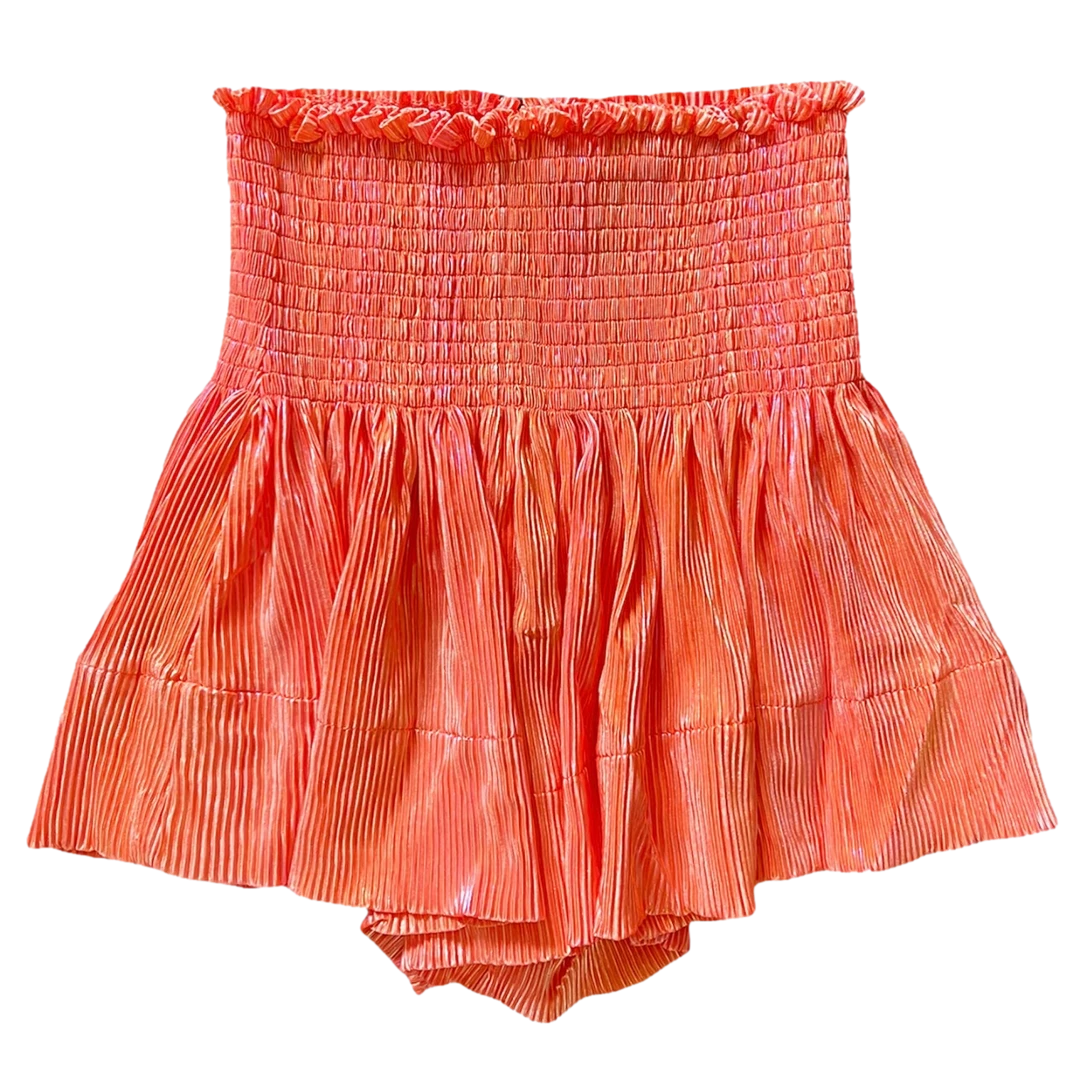 Shop Queen Of Sparkles Shorts Tangerine Pleat Swing Short 3 Shop Queen Of Sparkles Shorts Tangerine Pleat Swing Short