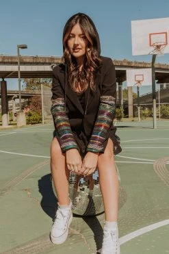 Queen Of Sparkles Sequin Sleeve Hoodie Blazer