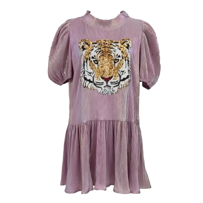 Queen Of Sparkles Gameday Lavender Pleat Tiger Dress 3 Queen Of Sparkles Gameday Lavender Pleat Tiger Dress