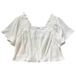 Shop Queen Of Sparkles White Pleat Flutter Top Bridal Queen