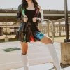 Queen Of Sparkles Skirts Black Sequin Rainbow Pleat Skort
