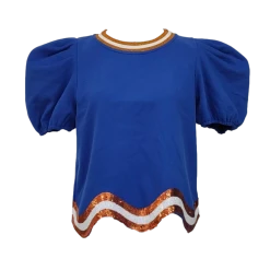 Queen Of Sparkles Gameday Royal, Orange/White Wavy Top