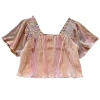 Shop Queen Of Sparkles Caramel Pleat Flutter Top