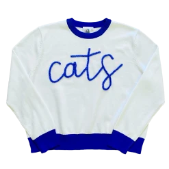 Queen Of Sparkles Glitter Script "Cats" Long Sleeve Sweater Gameday