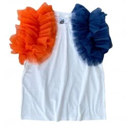 Shop Queen Of Sparkles Navy/Orange Ruffle Sleeve Tee