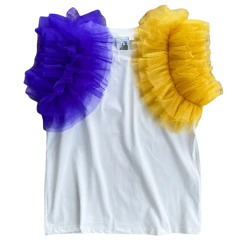 Shop Queen Of Sparkles Gameday Purple/Gold Ruffle Sleeve Tee