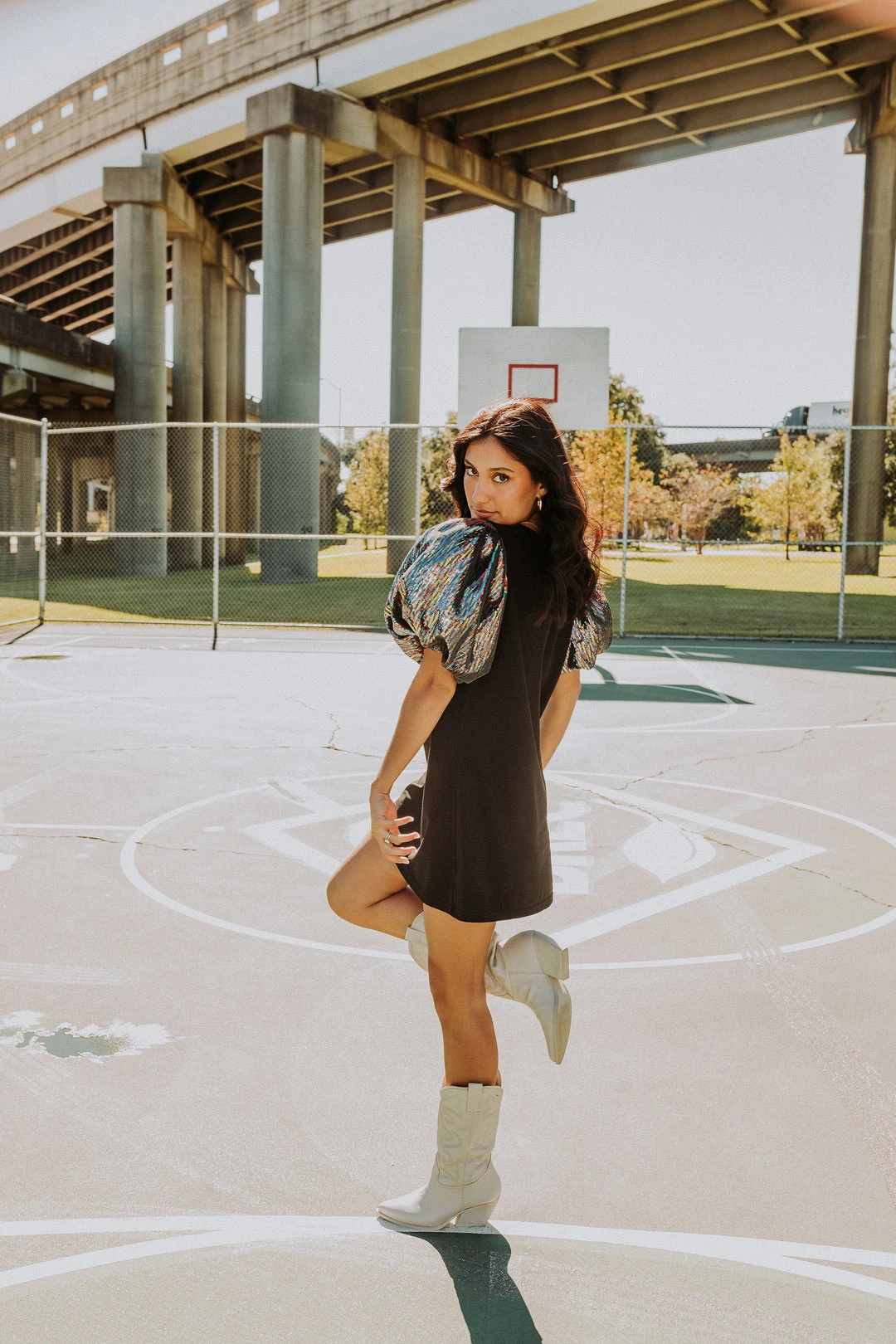 Queen Of Sparkles Black Dress With Rainbow Poof Sequin Sleeve 3 Queen Of Sparkles Black Dress With Rainbow Poof Sequin Sleeve