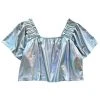 Shop Queen Of Sparkles Blue Holographic Flutter Top