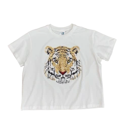 Shop Queen Of Sparkles Gameday White Sequin Tiger Head Tee