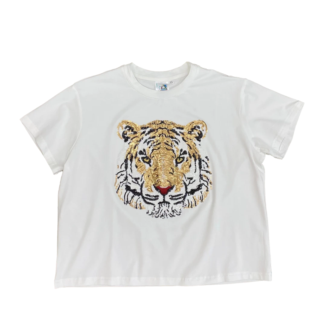 Shop Queen Of Sparkles Gameday White Sequin Tiger Head Tee 3 Shop Queen Of Sparkles Gameday White Sequin Tiger Head Tee