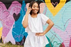 Queen Of Sparkles White Iridescent Flutter Top