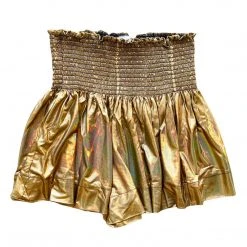 Shop Queen Of Sparkles Gold Holographic Swing Shorts Gameday
