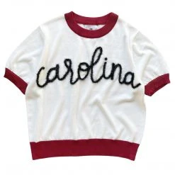 Shop Queen Of Sparkles Gameday White "Carolina" Glitter Script Sweater