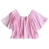 Shop Queen Of Sparkles Tops Pale Pink Pleat Flutter Top