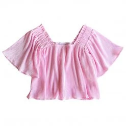 Shop Queen Of Sparkles Tops Pale Pink Pleat Flutter Top