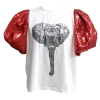 Queen Of Sparkles Gameday Red Sequin Poof Sleeve Elephant Tee