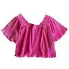 Shop Queen Of Sparkles Hot Pink Pleat Flutter Top
