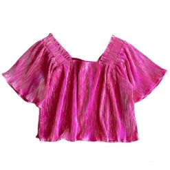Shop Queen Of Sparkles Hot Pink Pleat Flutter Top