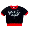 Shop Queen Of Sparkles "Guns Up" Glitter Script Sweater 2 Shop Queen Of Sparkles "Guns Up" Glitter Script Sweater
