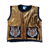 Queen Of Sparkles Gold Tiger Sequin Pocket Tank