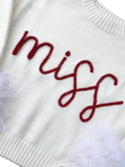 Queen Of Sparkles Gameday “Miss” Feather Sleeve Sweater 5 Queen Of Sparkles Gameday “Miss” Feather Sleeve Sweater