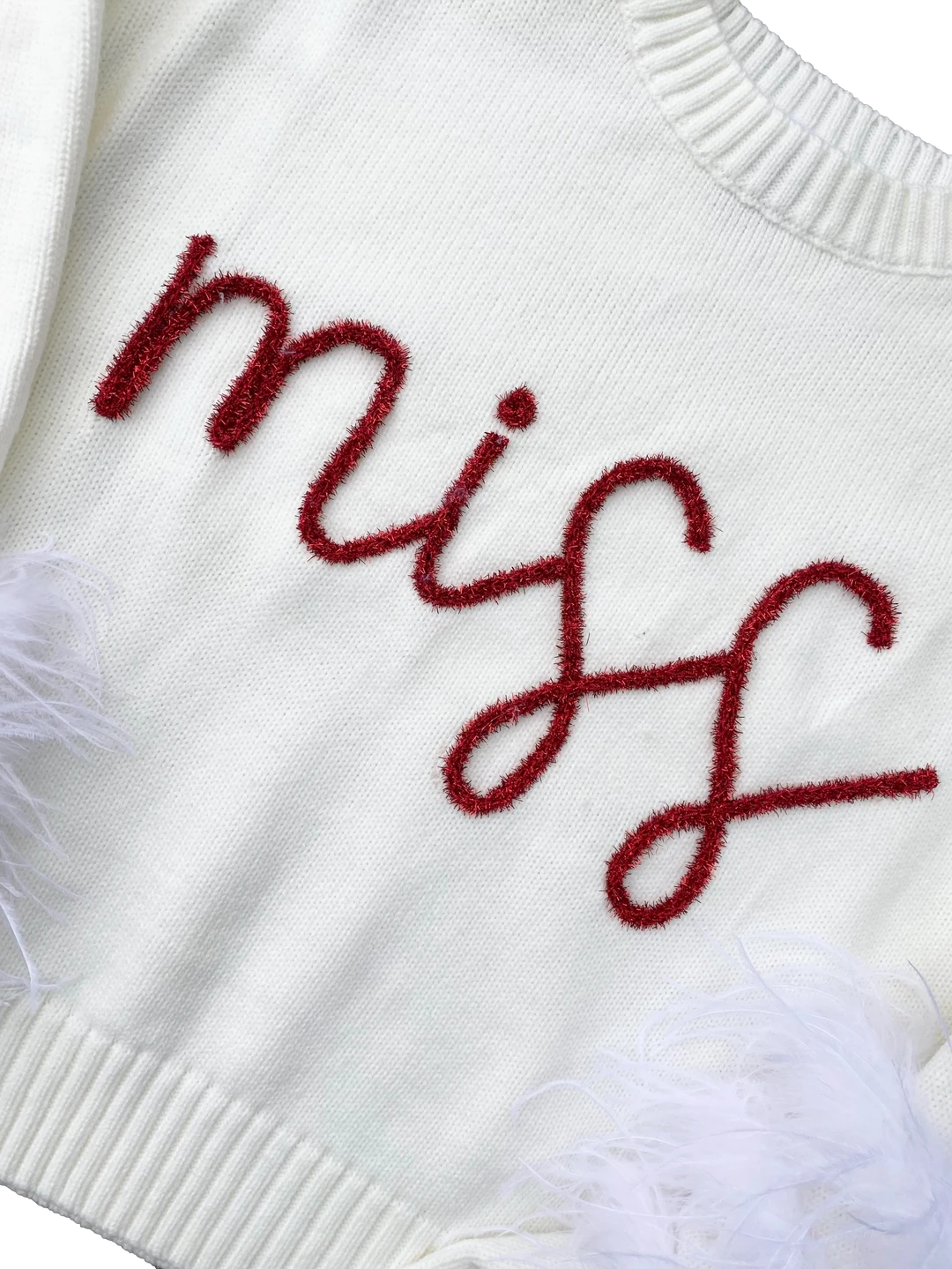 Queen Of Sparkles Gameday “Miss” Feather Sleeve Sweater 4 Queen Of Sparkles Gameday “Miss” Feather Sleeve Sweater
